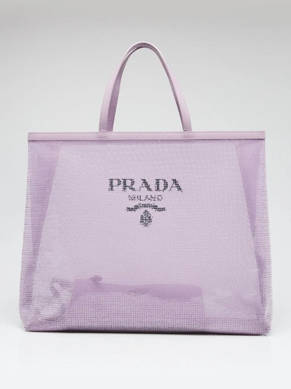 Prada Purple Sequin Mesh and Leather Tote Bag - Picture 3 of 9